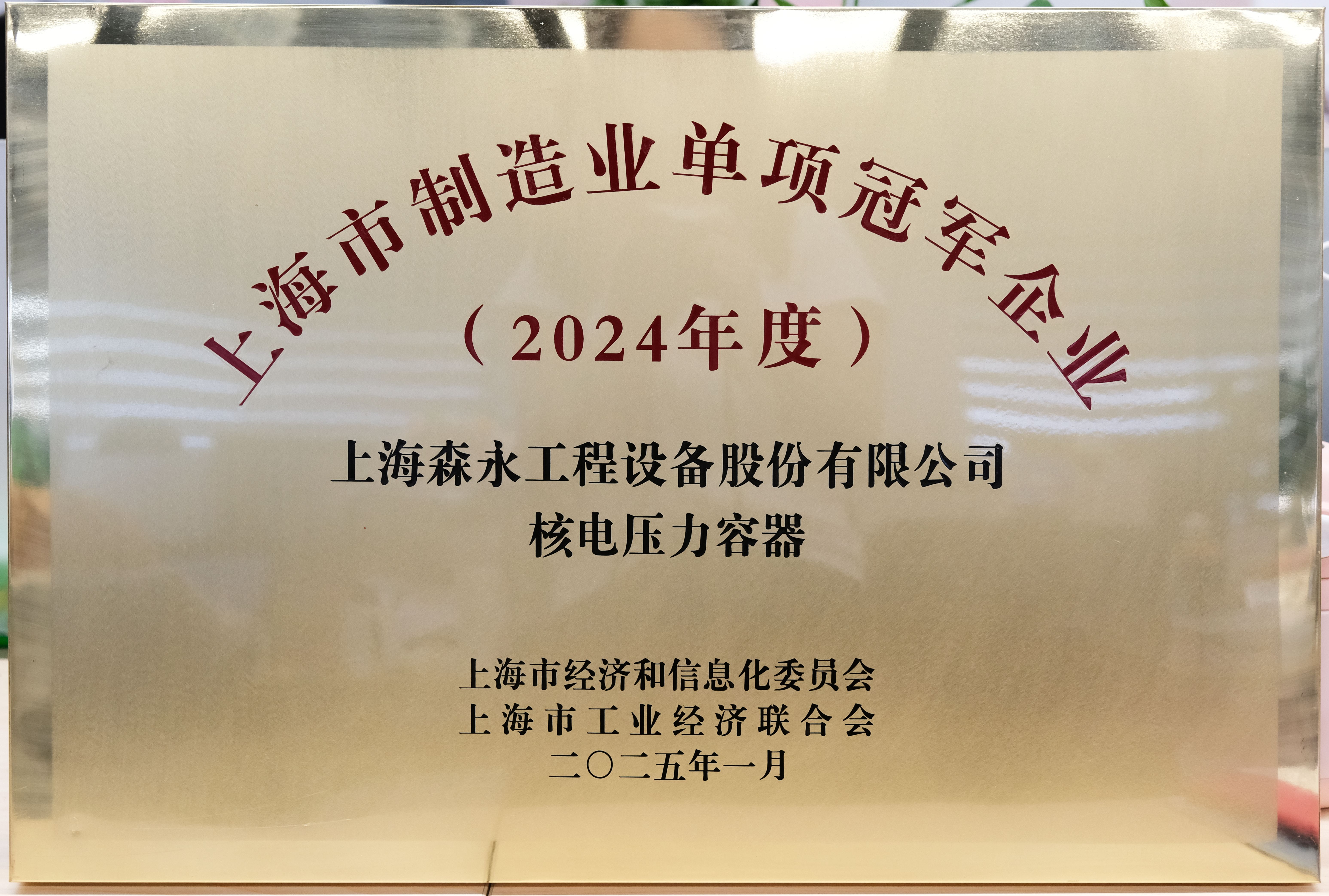 上海市制造业单项冠军企业（核电压力容器）